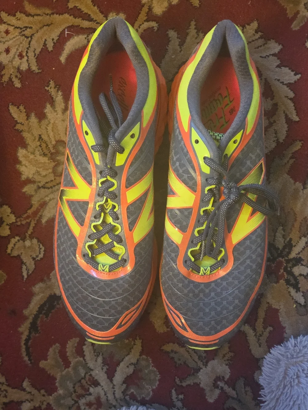 New Balance Gray Neon Yellow & Orange Men's Running Shoes